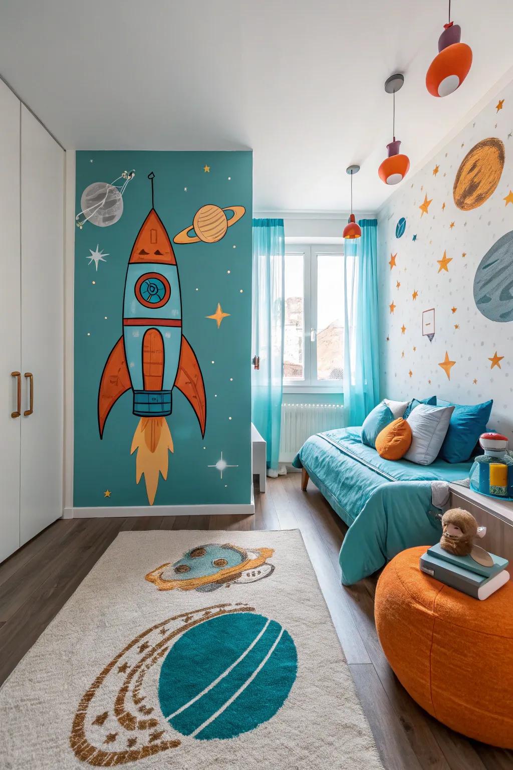 Ignite the spirit of exploration with a rocket ship painting. 🚀 #AdventureAwaits #SpaceDecor