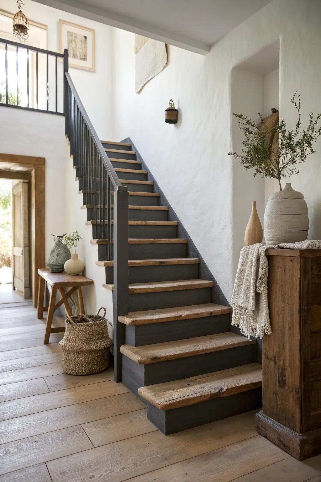 Bold contrasts create a striking visual impact. 🎨 #BoldDesign #StaircaseStyle