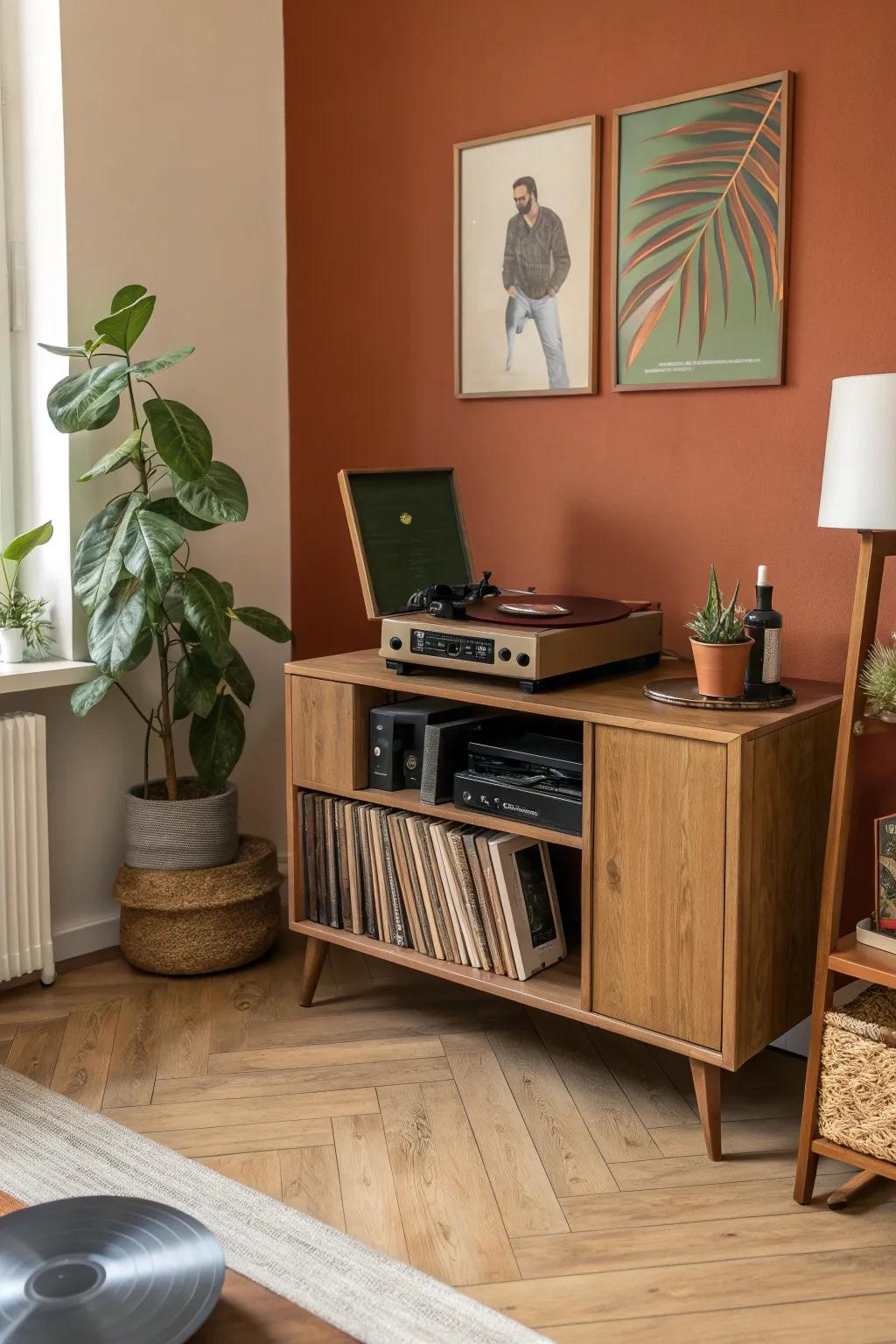 Bring back the '70s with a retro color palette for your vinyl room.
