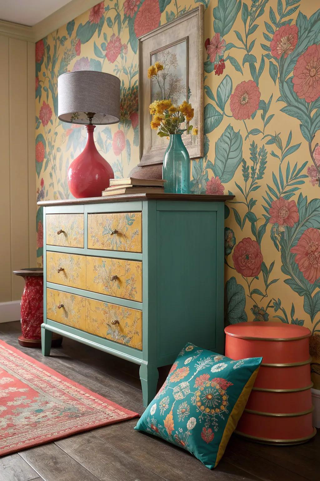 Bring timeless elegance to your space with vintage wallpaper touches.