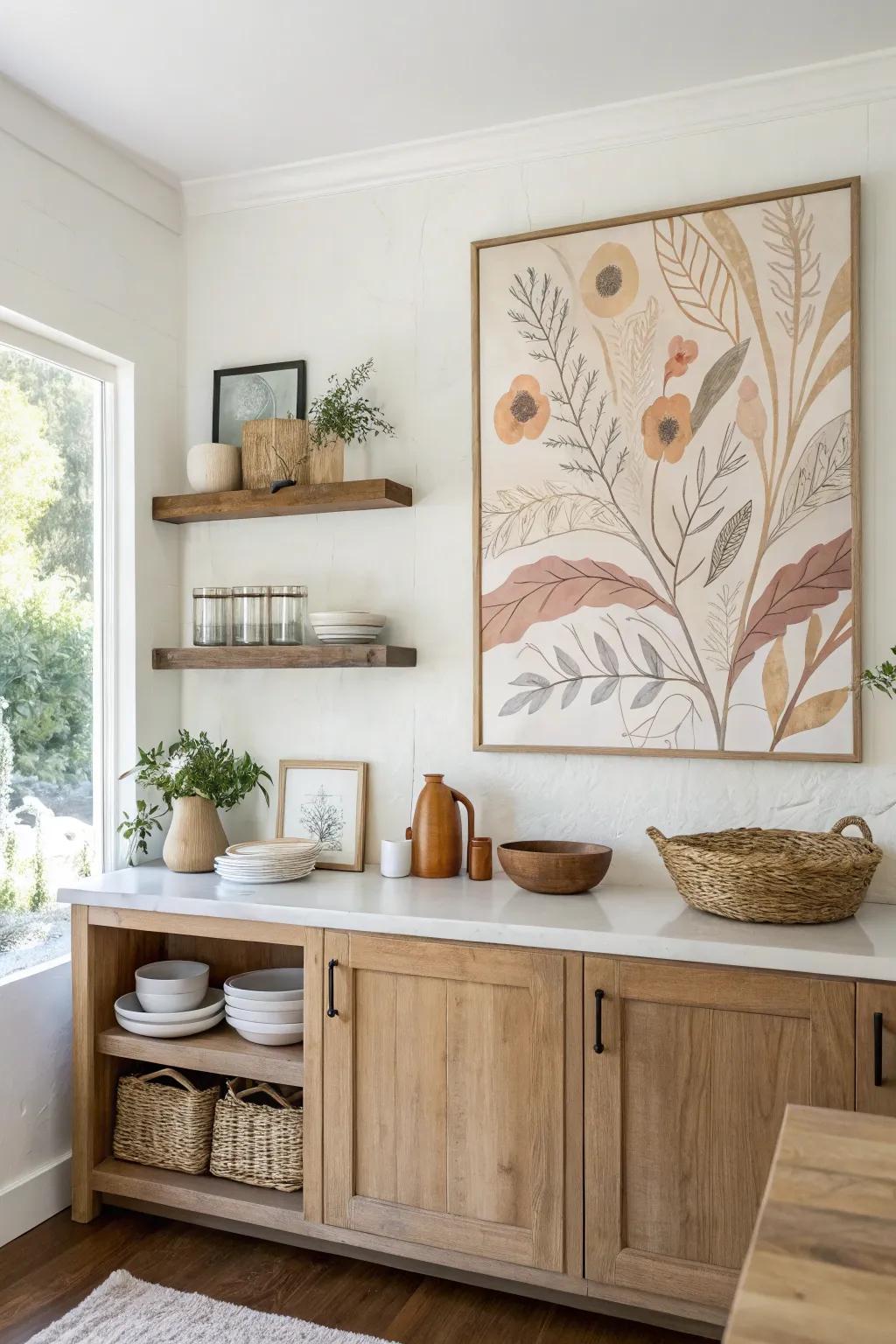 Express your personality with a feature wall that showcases your favorite artworks.