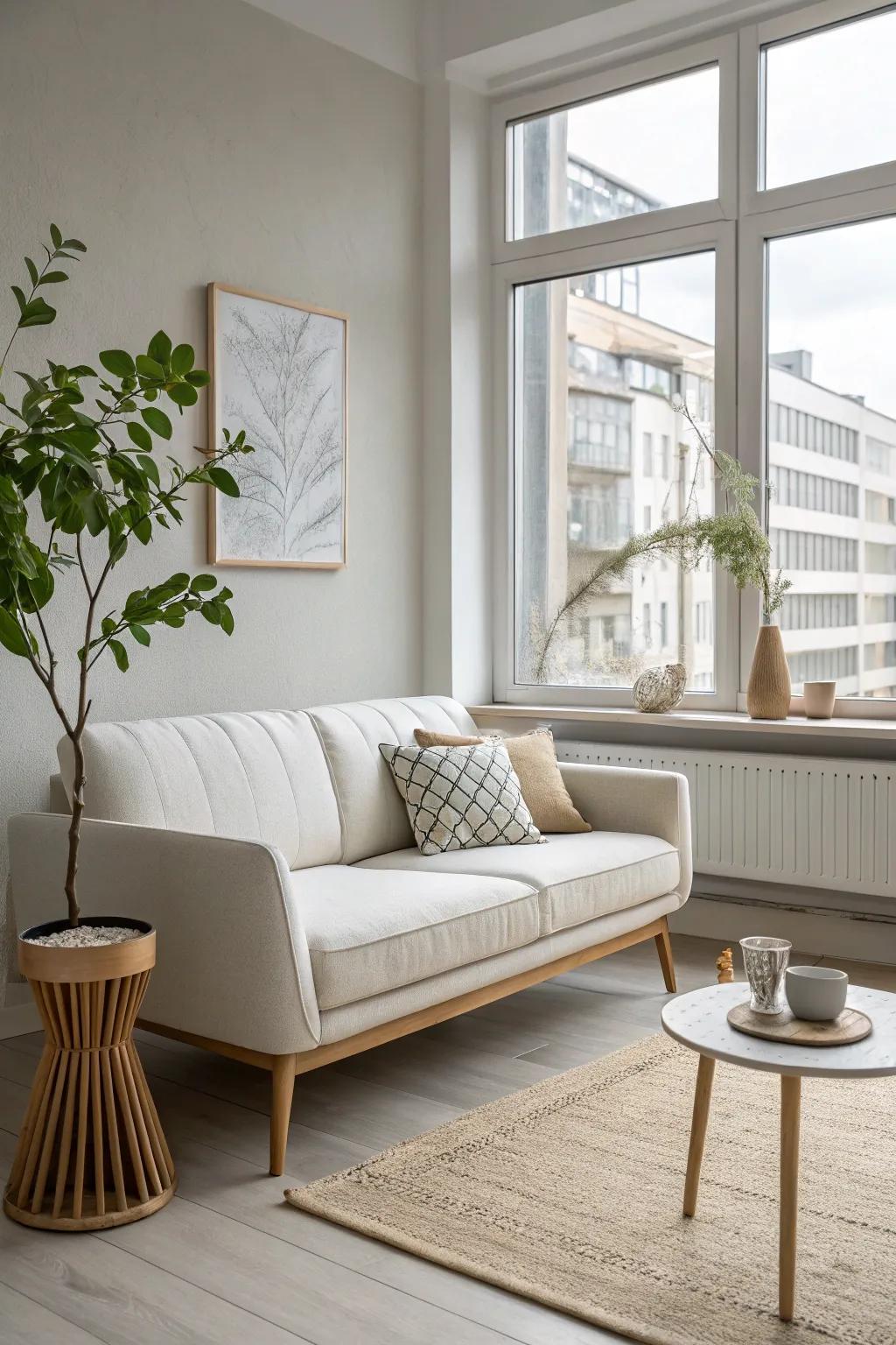 Embrace minimalism with sleek furniture that enhances the space without overwhelming it.