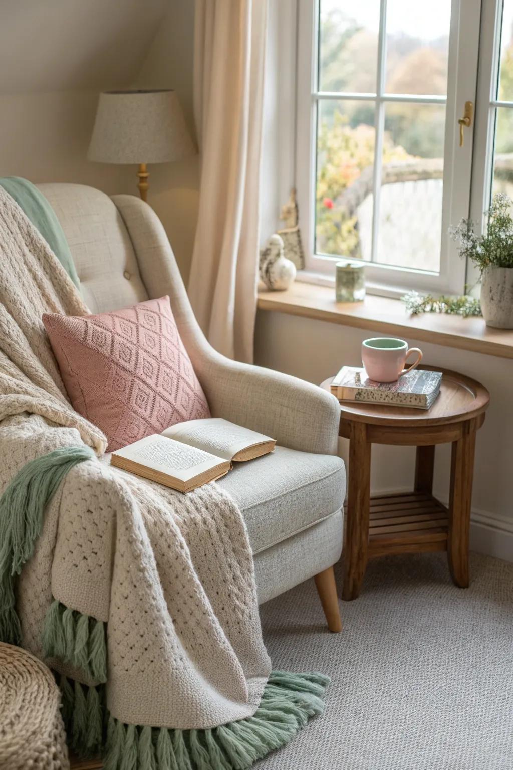 Create a cozy nook with a seating area—perfect for morning coffee or a good book.