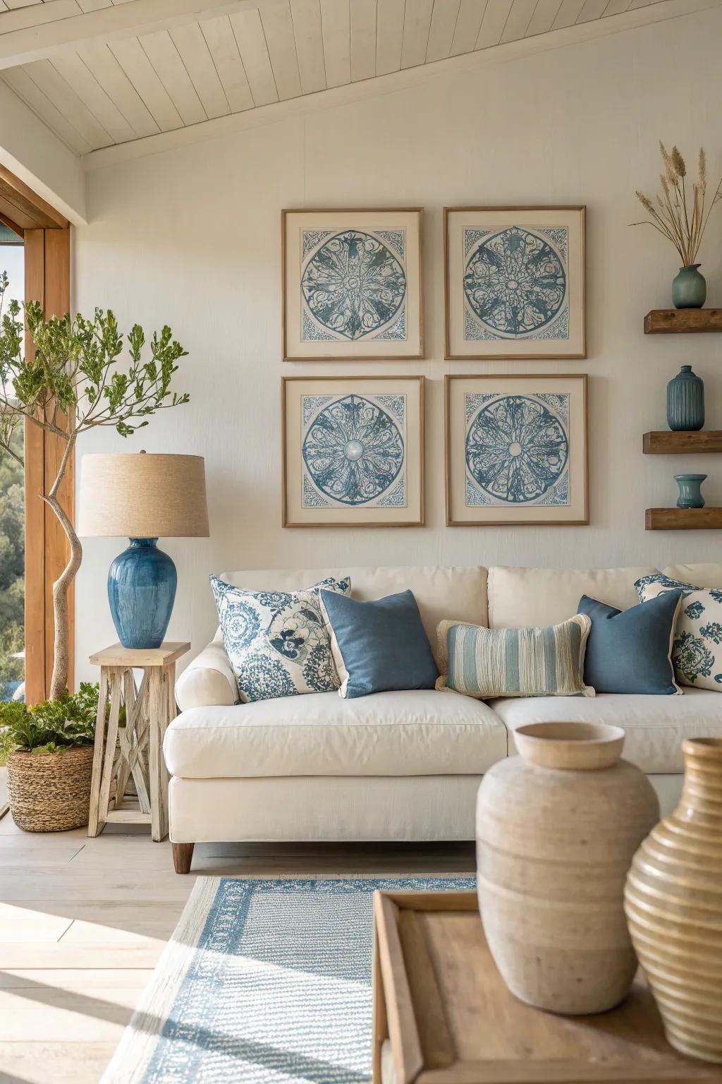 Blue wall art adds a touch of elegance and creativity, making your space uniquely yours.