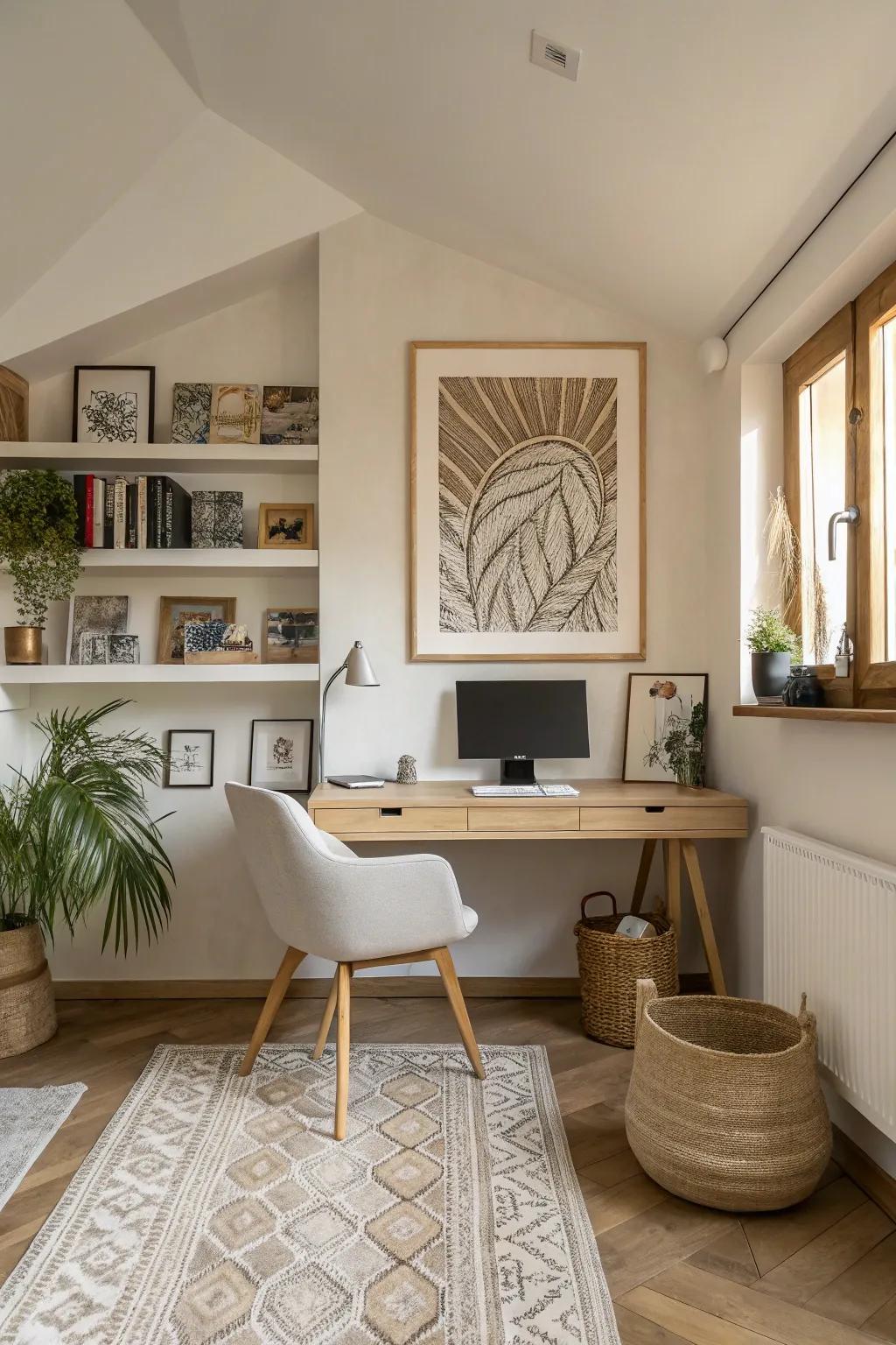 Art transforms your office into a reflection of personal style and creativity.