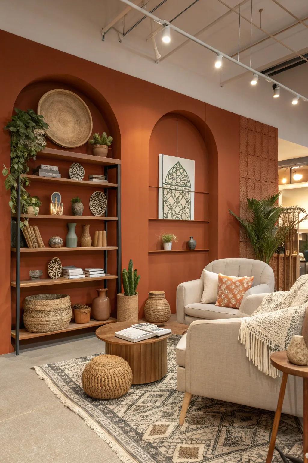 Add a touch of warmth to your office with cozy terracotta tones that invite relaxation and comfort. 🍂 #OfficeComfort #WarmDecor