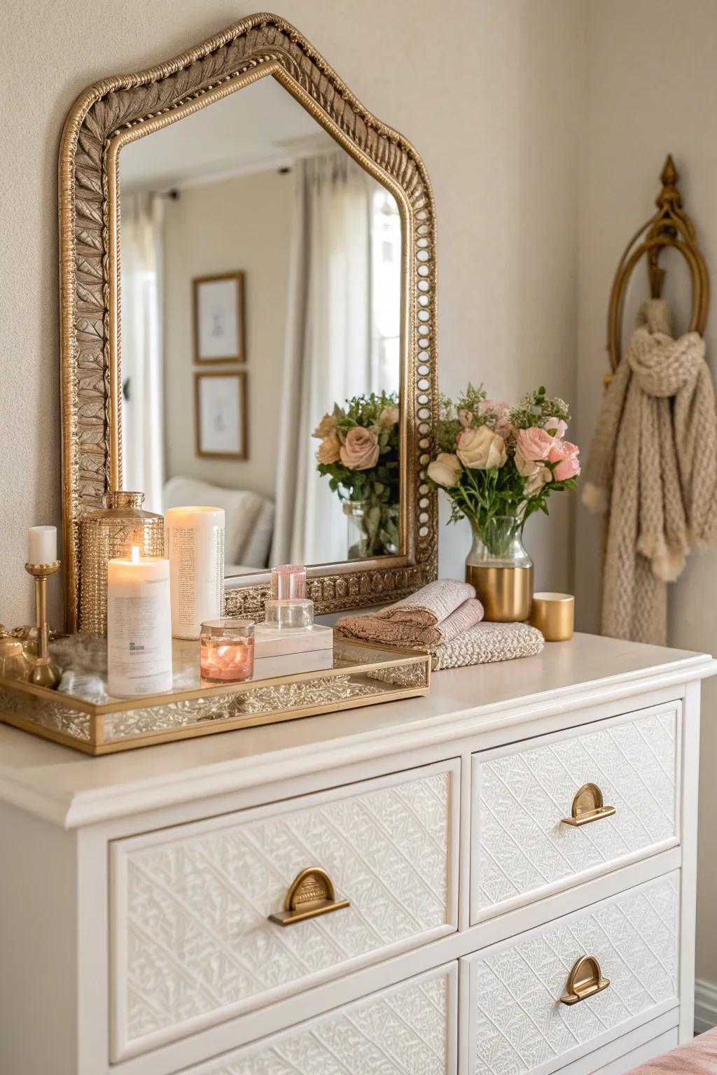 A statement mirror can transform your dresser into a centerpiece, reflecting beauty and style.