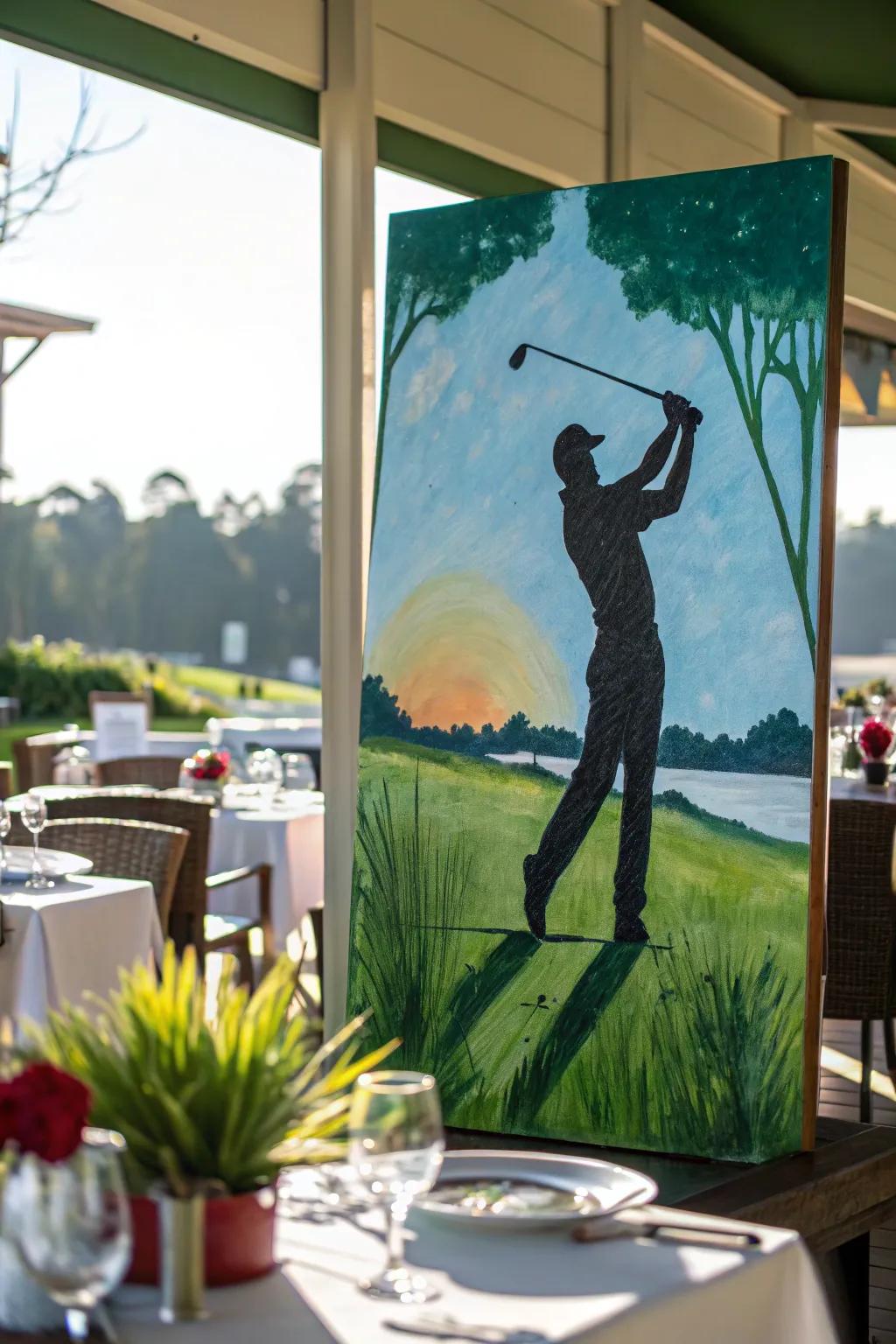Add energy to your decor with a dynamic golf swing painting.