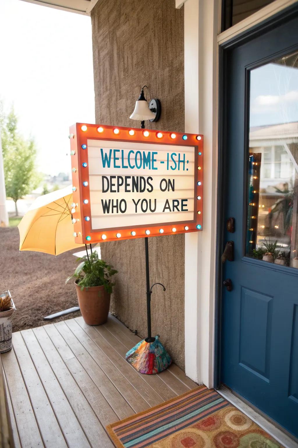 Set the tone from the moment guests enter with a sign that adds personality and humor.