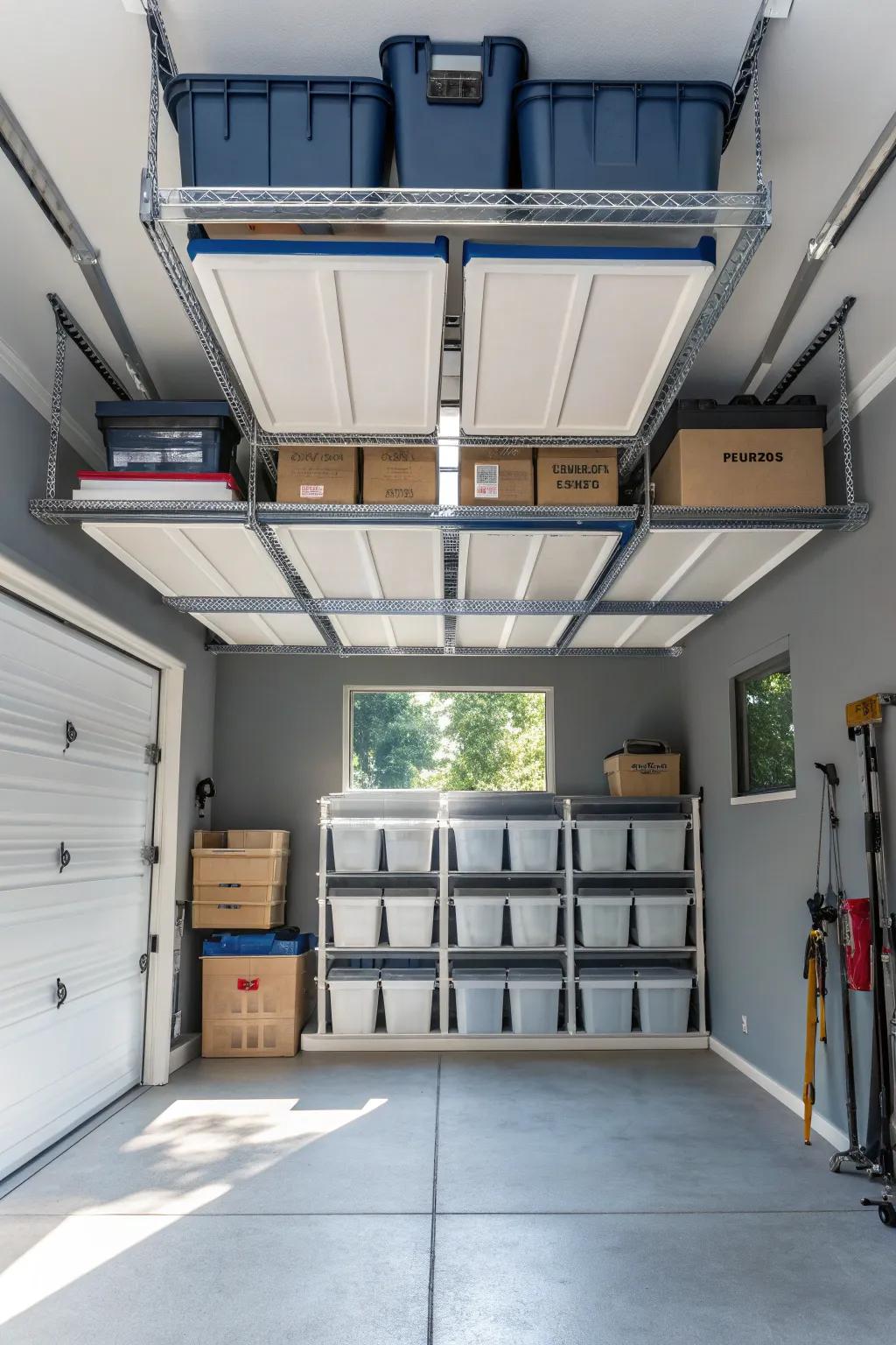 Maximize every inch of your garage with smart overhead storage solutions.
