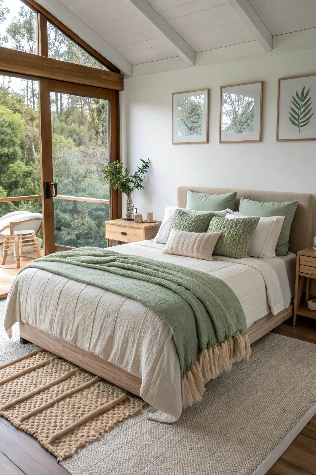 Cozy textiles in natural fibers make any bedroom a haven of comfort.