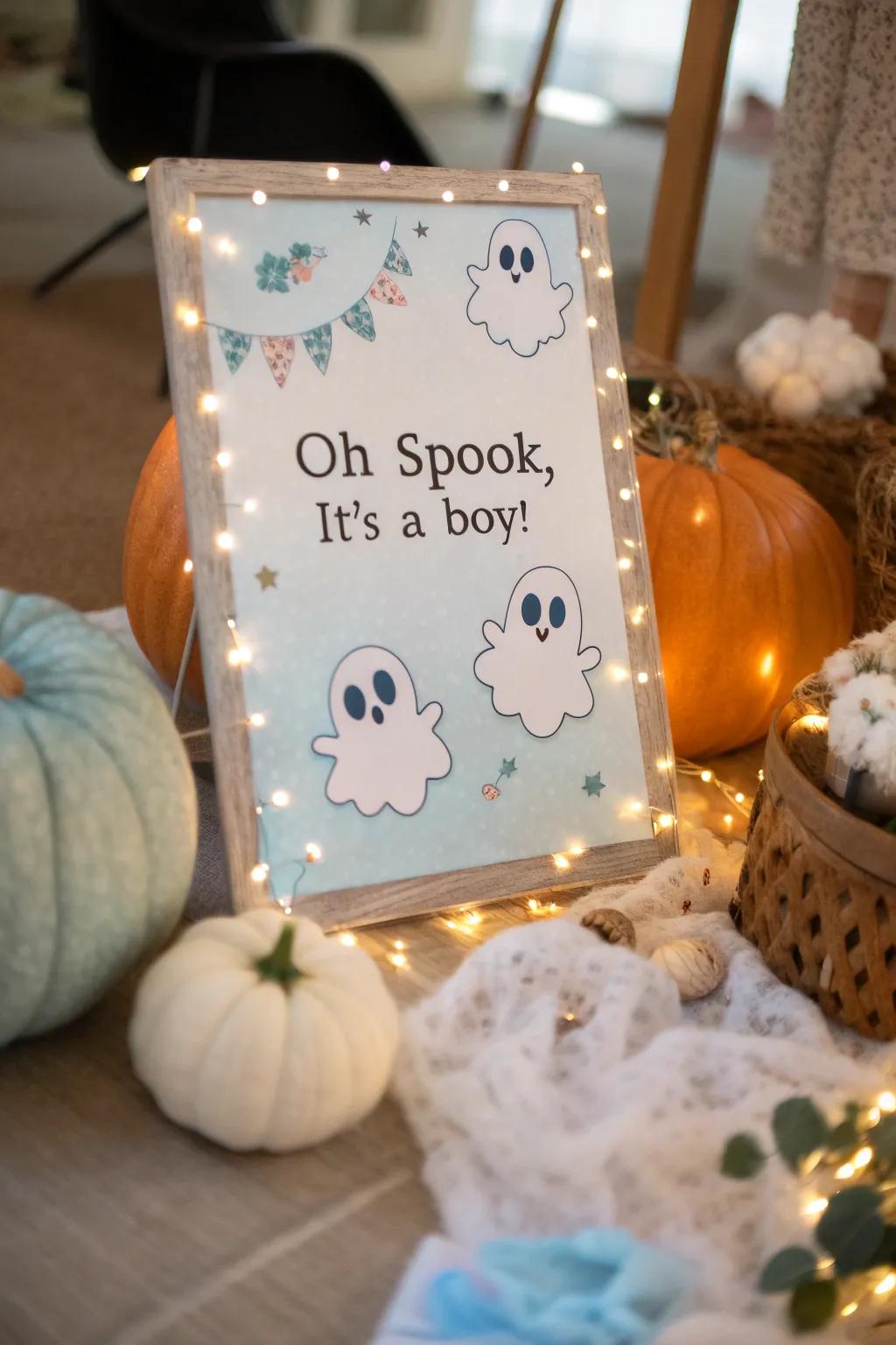 Announce your little one's gender with a touch of Halloween spirit.