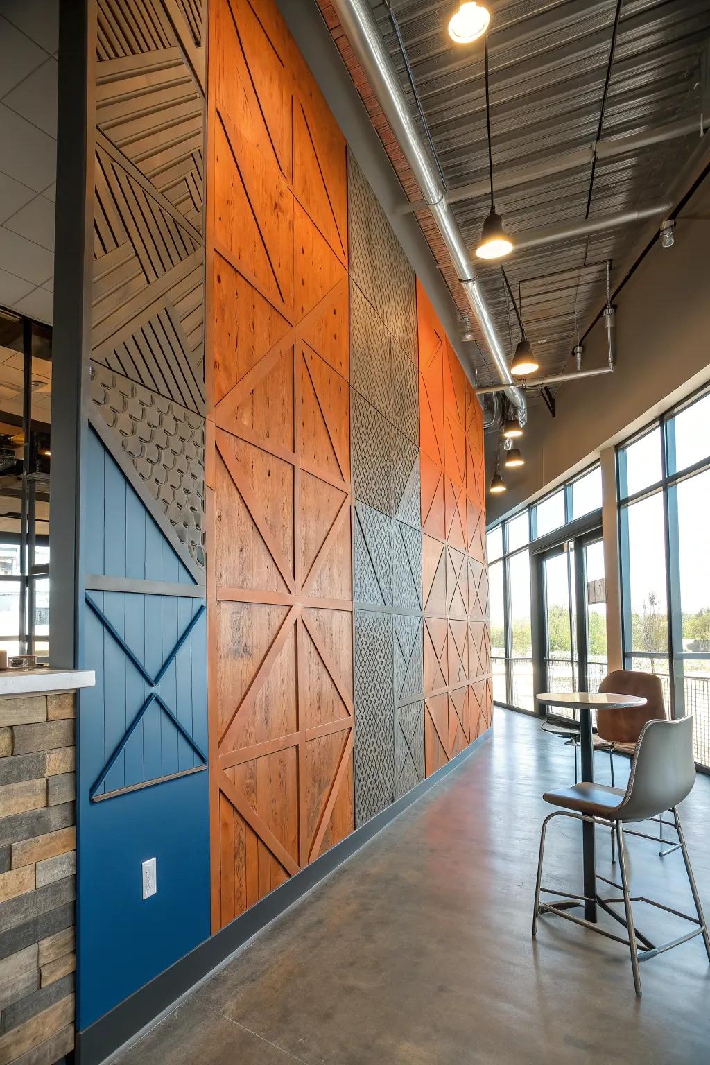 Achieve an edgy look with mixed material cladding that combines wood and metal for a dynamic effect.