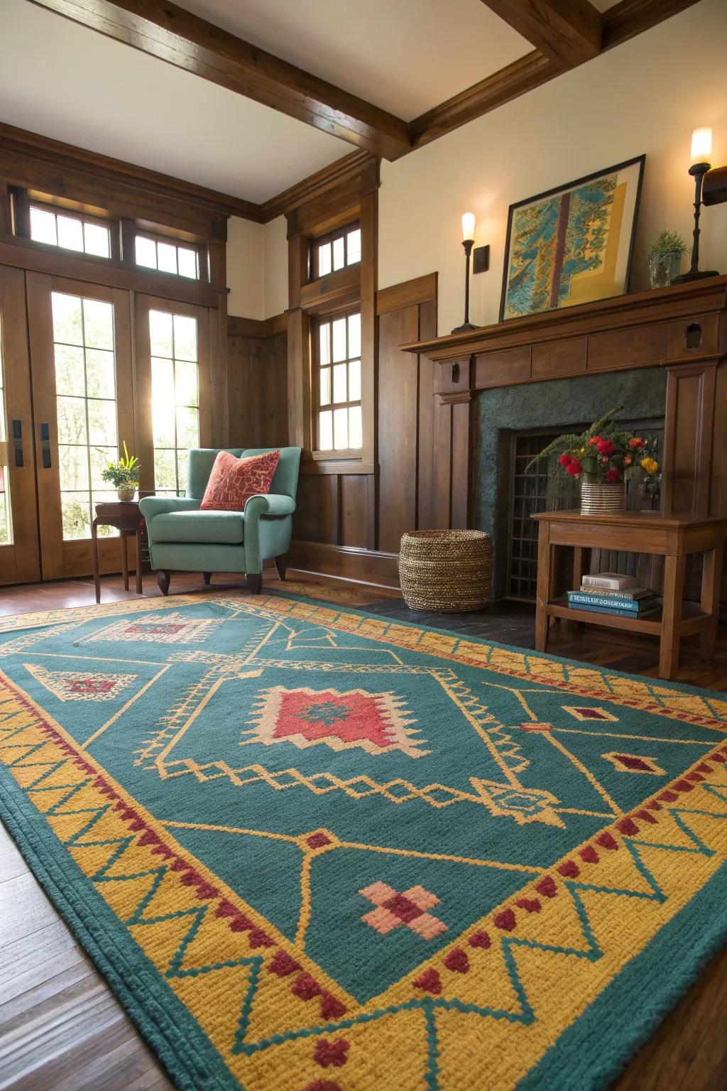 A textured area rug can be the anchor piece that ties your room's design elements together.