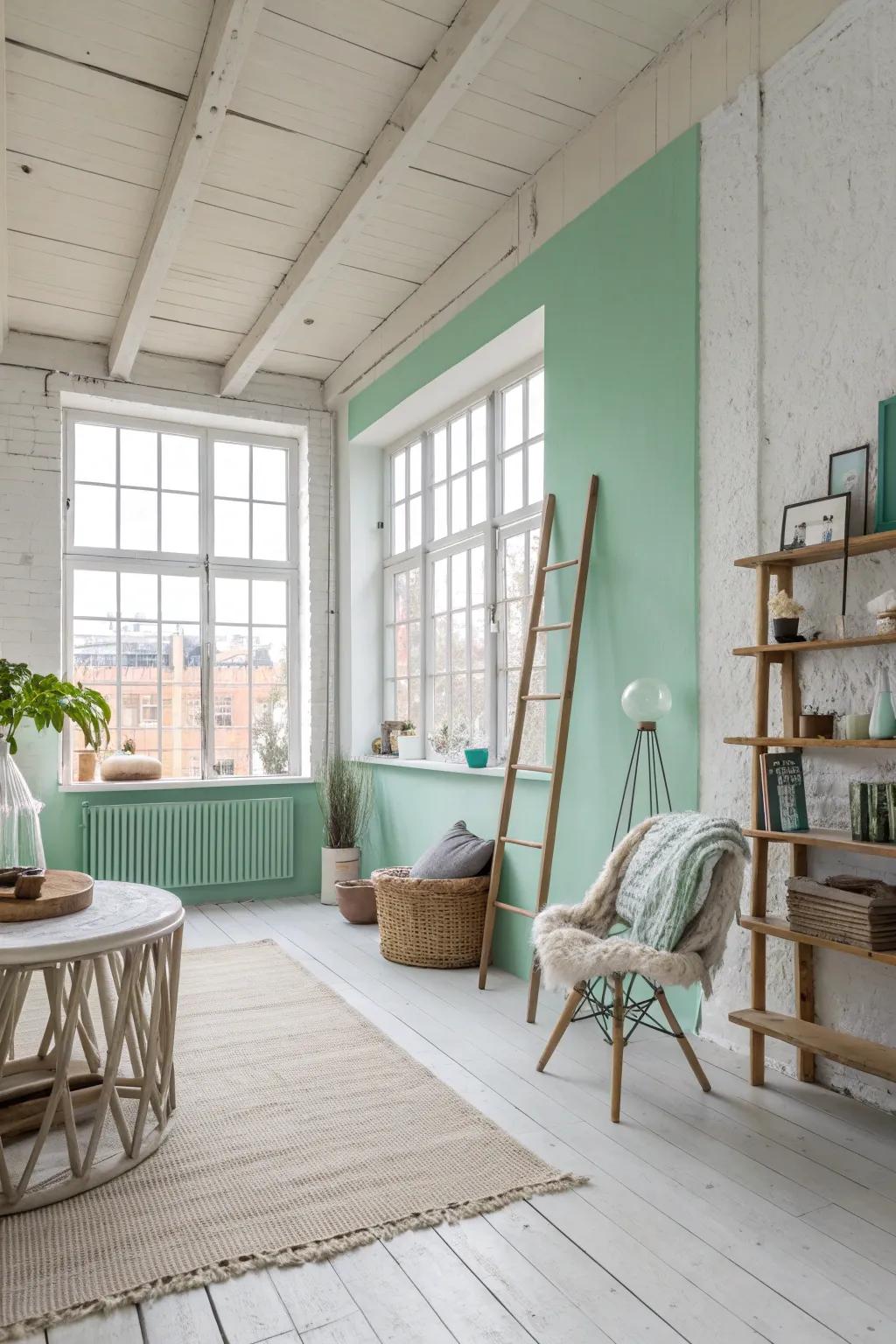 Pastel colors add a subtle charm and uniqueness to any loft space.