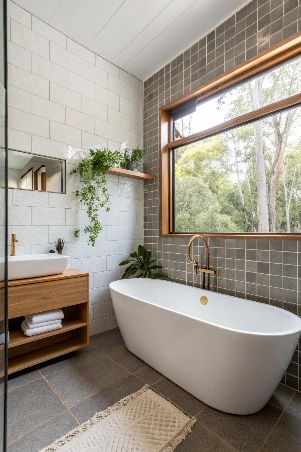 Craft a harmonious balance with mixed materials that elevate your bathroom's style.