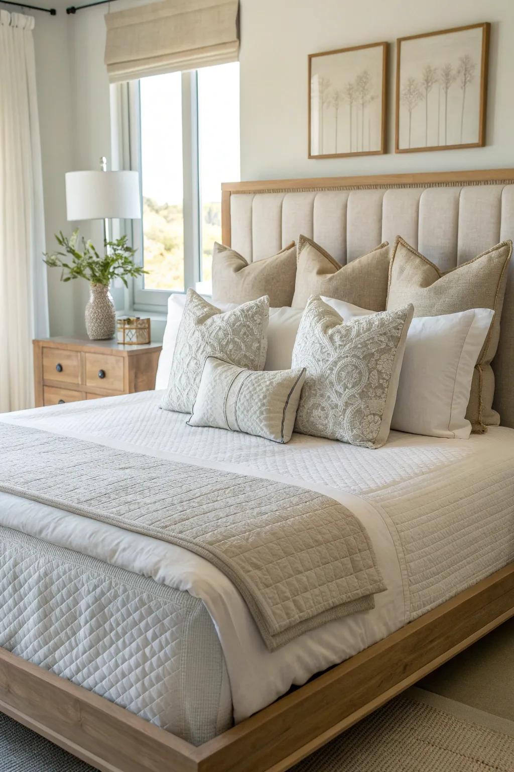 Mixing pillow sizes brings visual interest and sophistication to your minimalist decor.