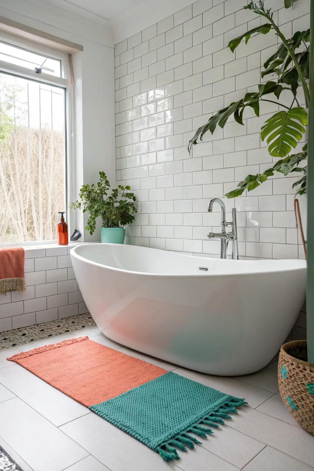 Indulge in luxury with a freestanding tub, the perfect centerpiece for your modern bathroom.
