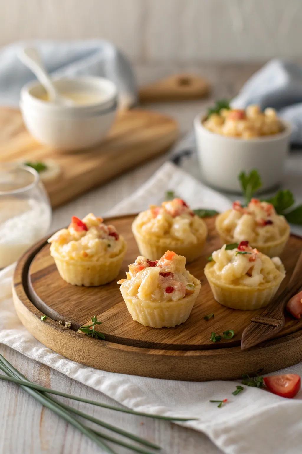 Indulge in the creamy richness of lobster mac & cheese bites that redefine comfort food luxury.