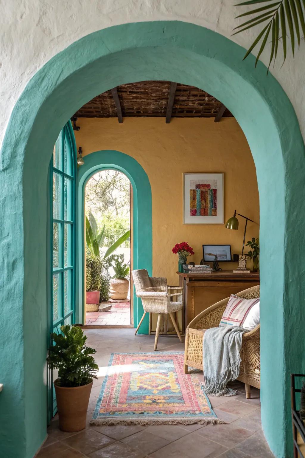 Define your space with painted arches that create cozy zones within larger areas. #SpaceZoning #InteriorDesign