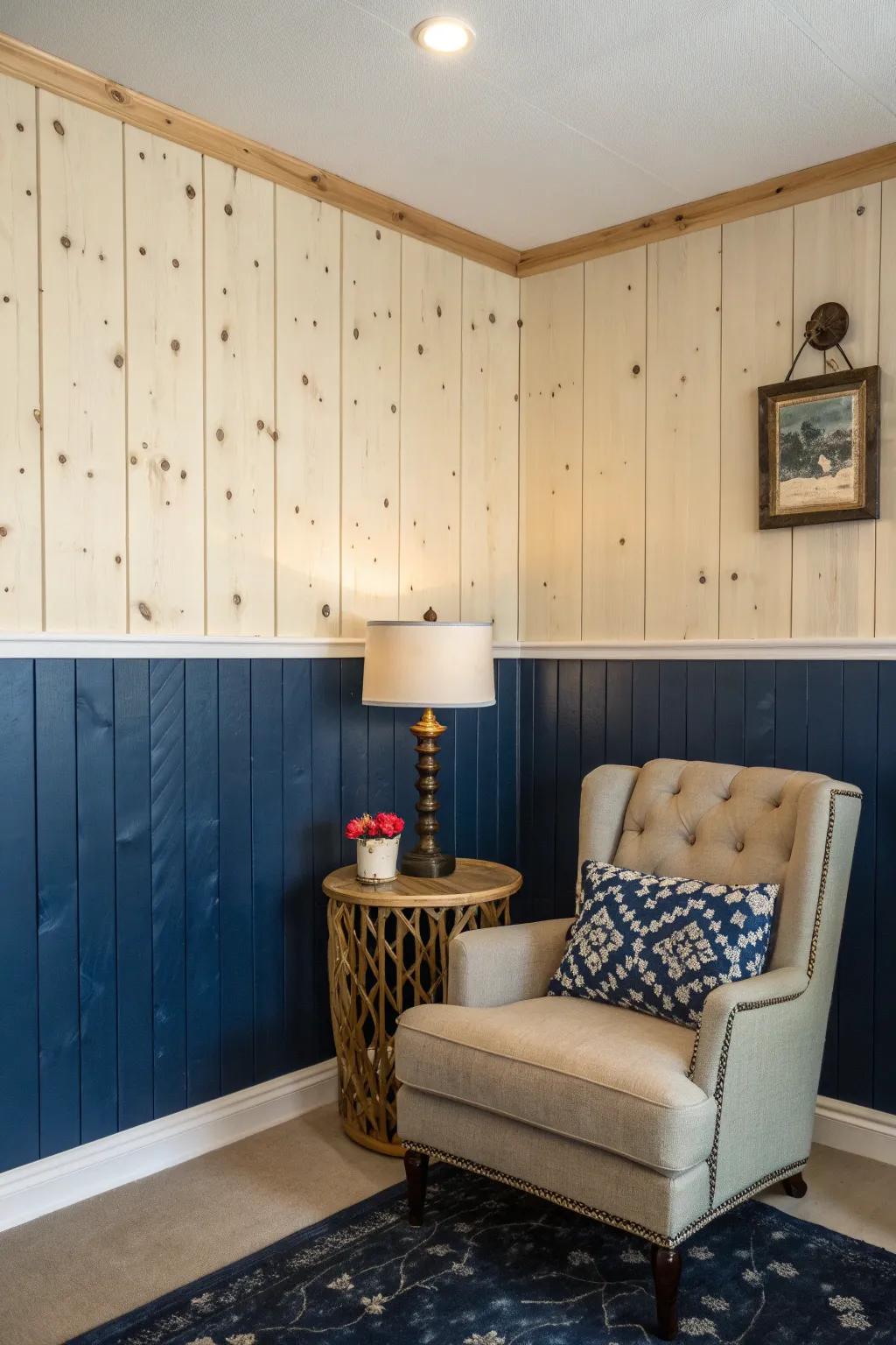 Two-tone painted walls bring depth and a modern touch to any room.