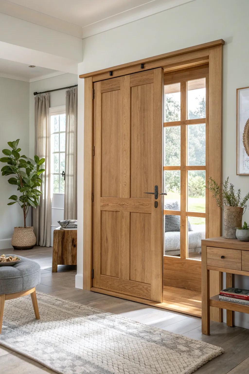 Bring warmth and charm to your space with rustic wooden partition doors.
