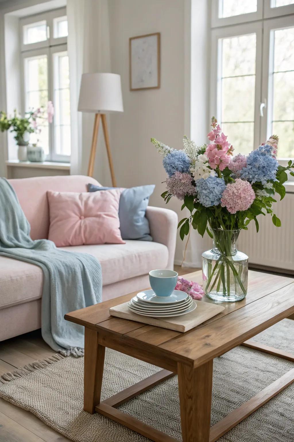 Floral accents breathe life into any living room, connecting it to nature.