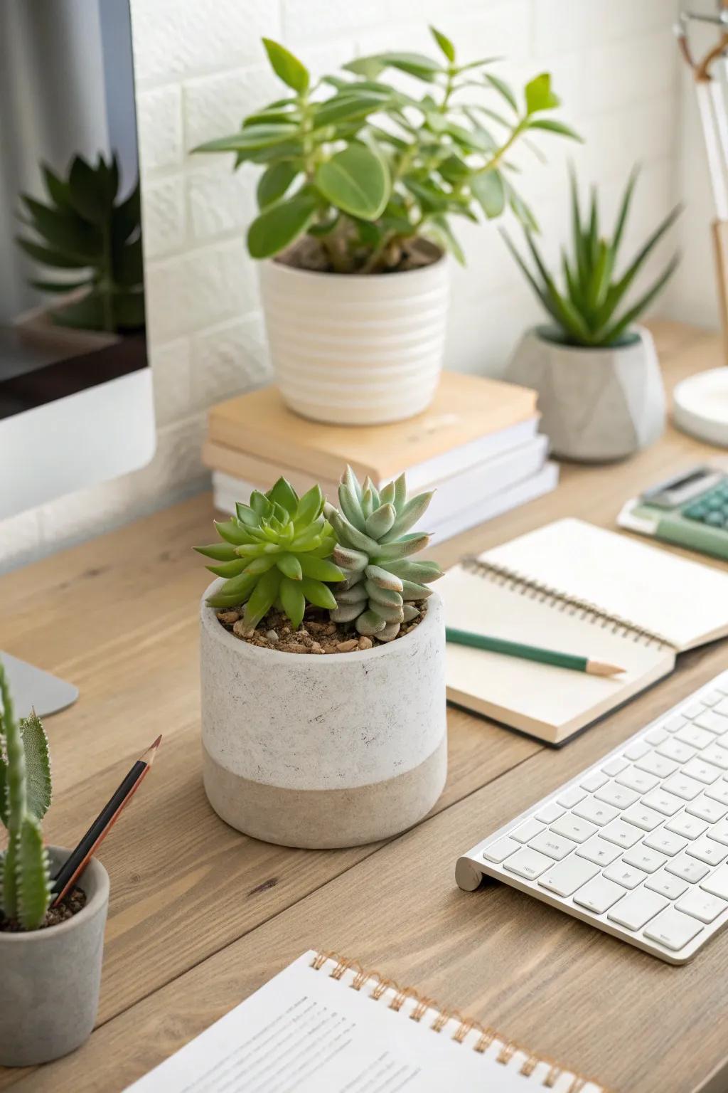 Incorporate greenery to breathe life and vitality into your workspace.