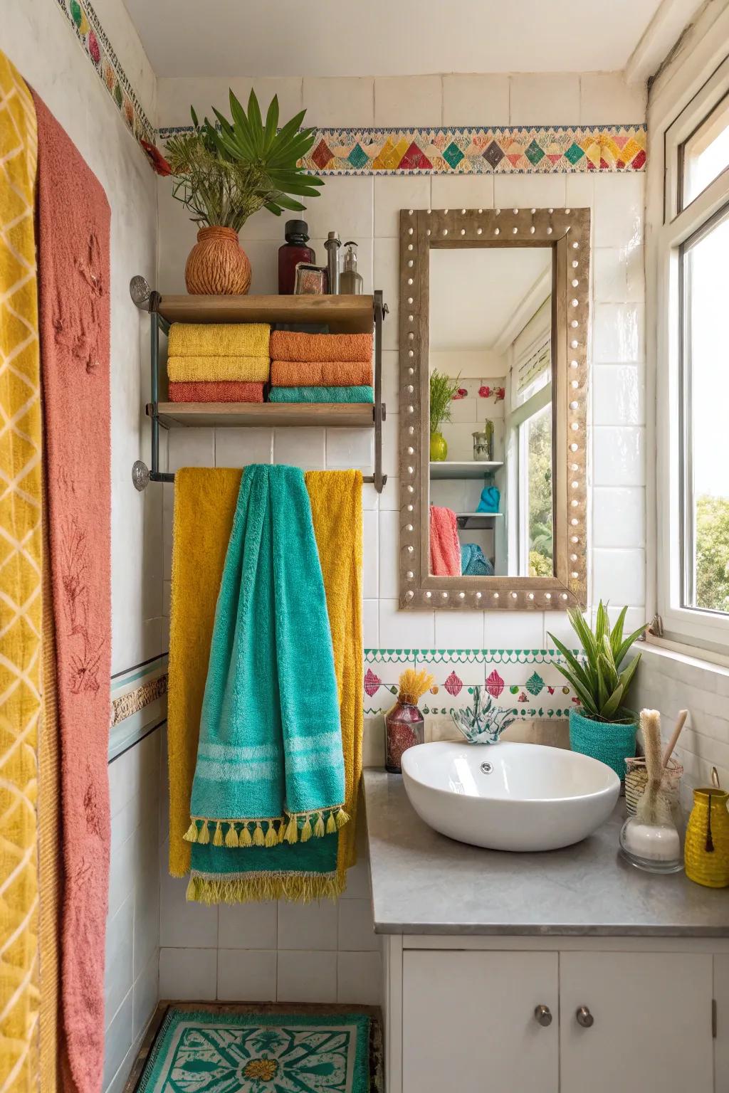 Create a stylish and organized bathroom with wall niches for towels and decor.