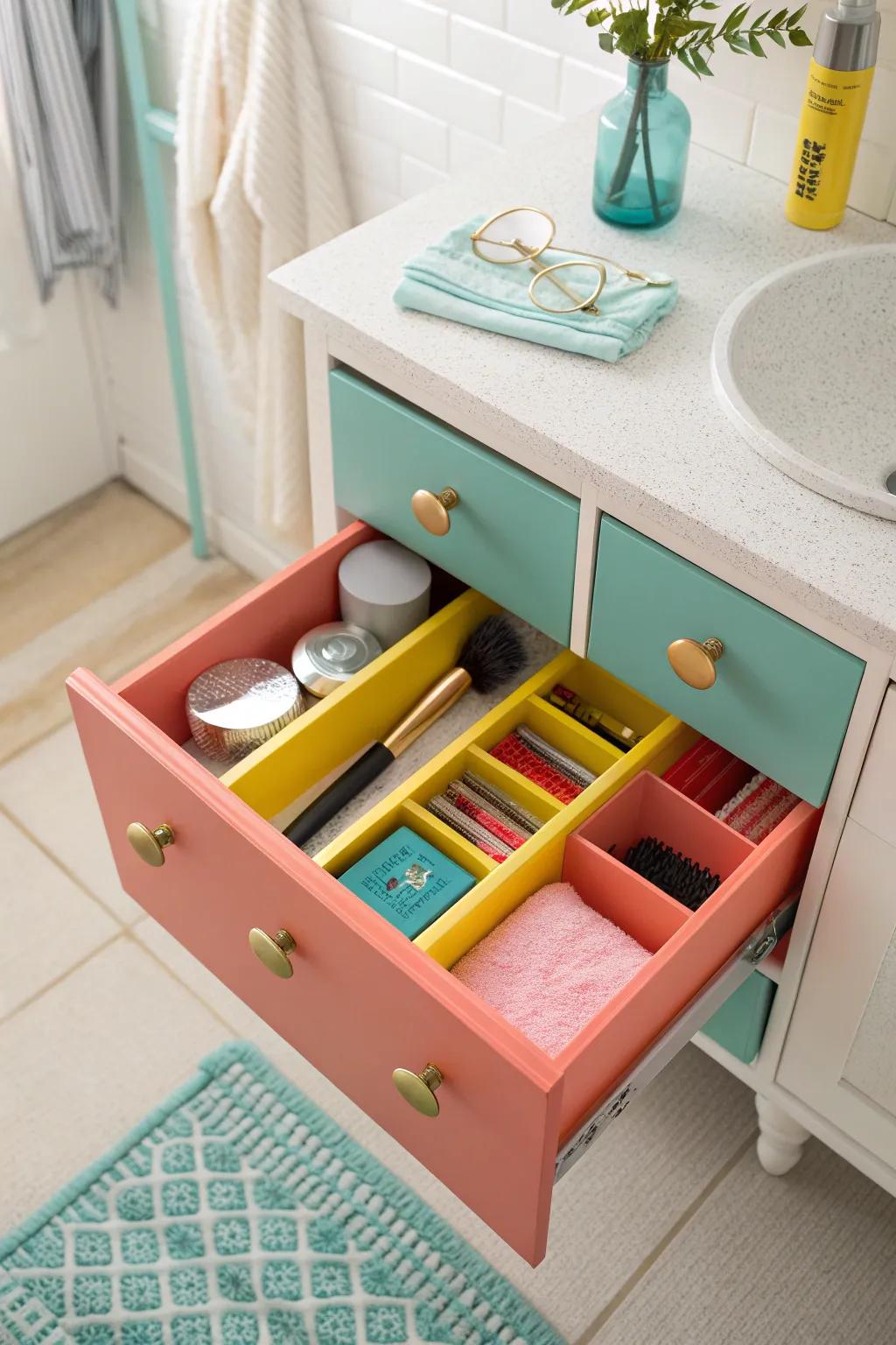 Turn cluttered drawers into organized masterpieces with smart inserts! #DrawerOrganization #BathroomBliss #HomeInspo