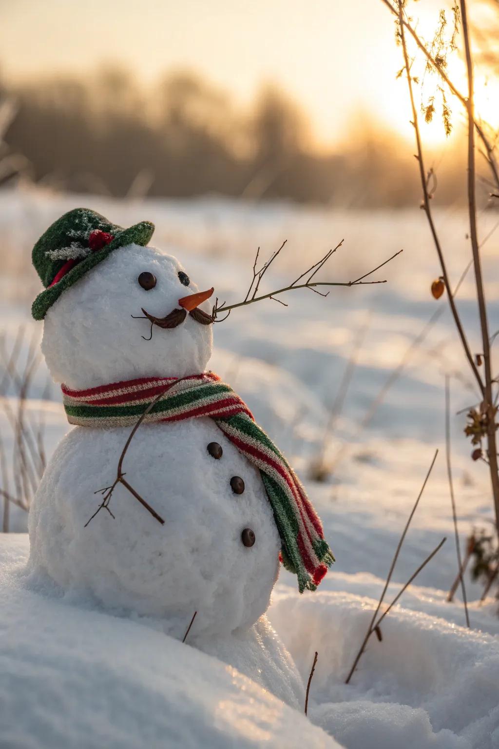 A mustache adds a whimsical twist to your snowman, sure to make everyone smile.