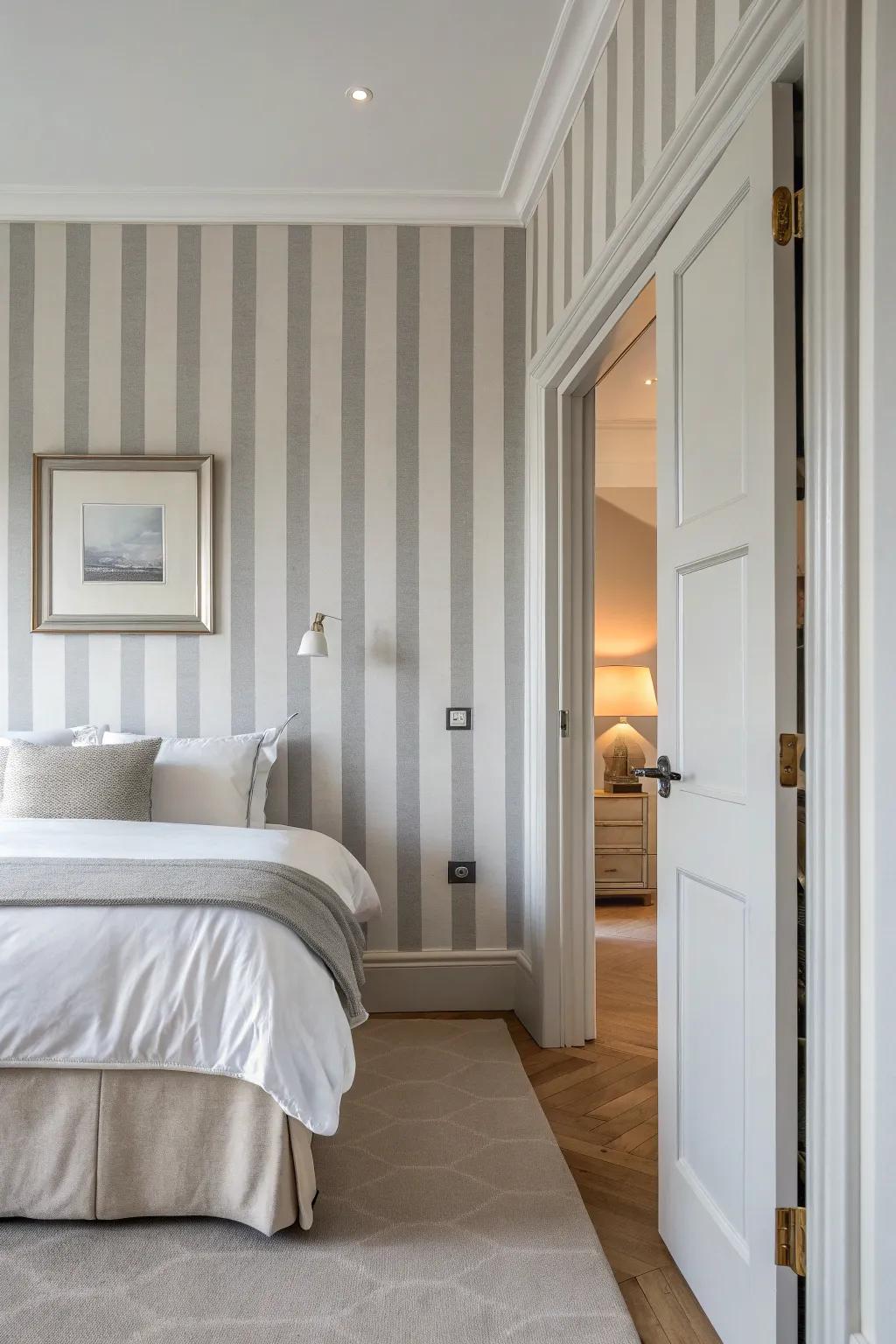 Achieve understated elegance with soothing neutral stripes that invite relaxation.