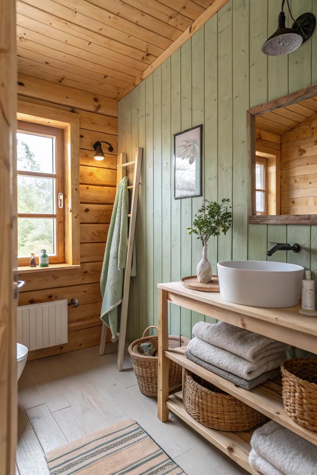 Turn your bathroom into a spa-like sanctuary with bold wood plank walls.