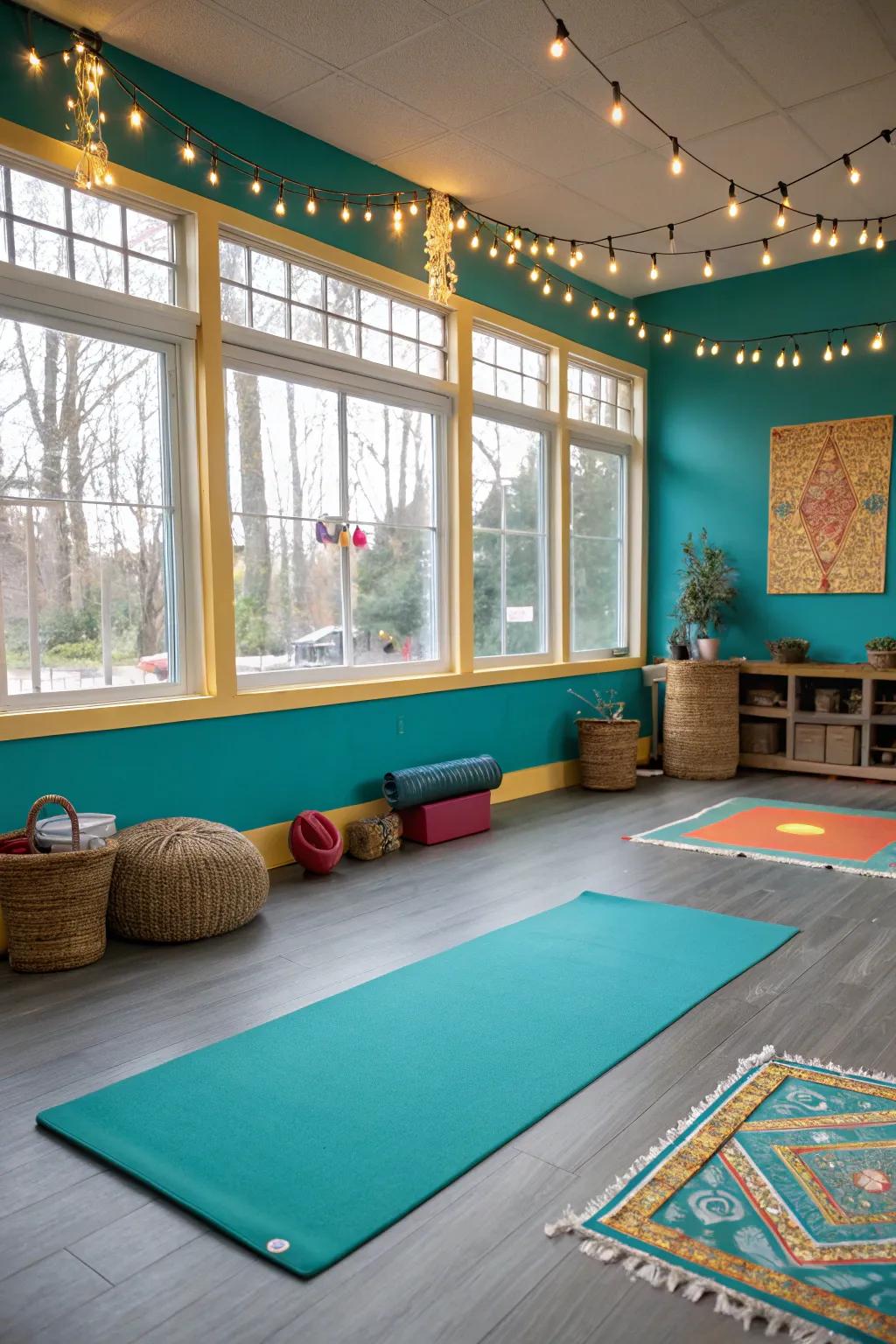 Illuminate your practice with gentle lighting that enhances tranquility.