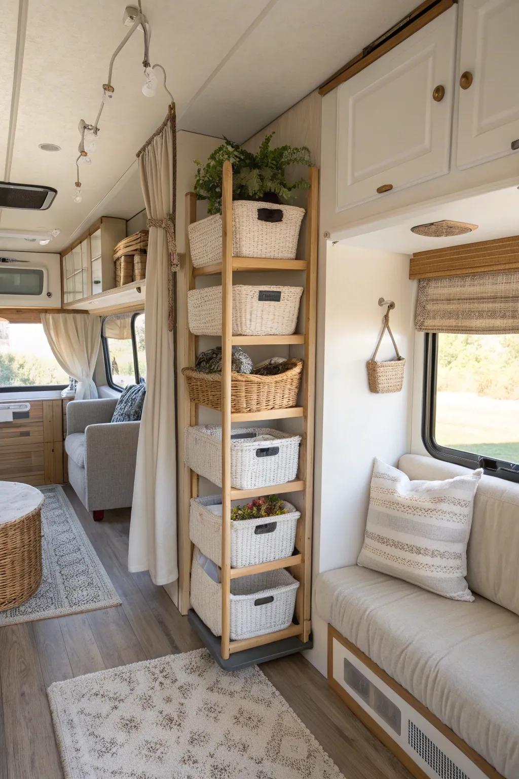 Take advantage of vertical space to maintain a clutter-free environment. 😊 #SpaceSaving #5thWheelLiving