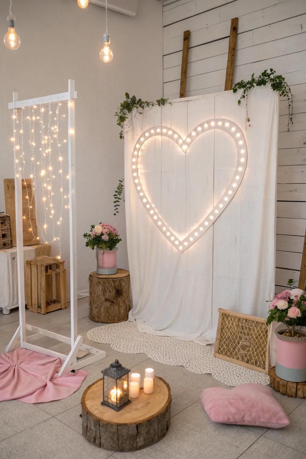 Let your love shine bright with twinkling lights that add a magical glow to your Valentine's Day celebration.