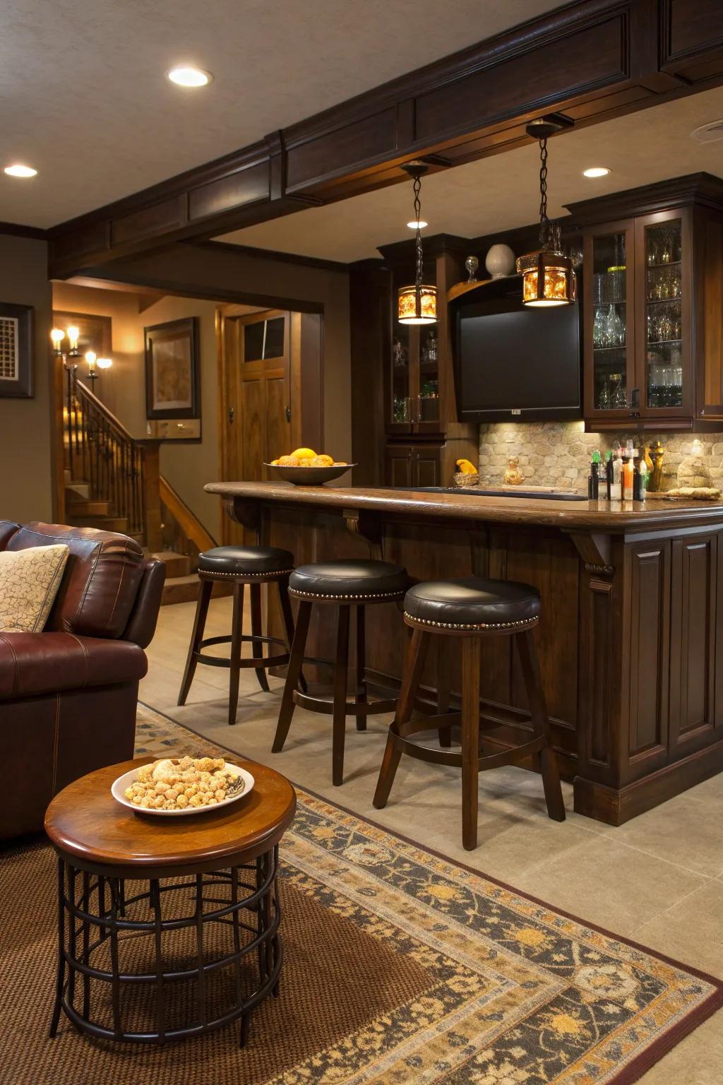Bring a touch of coziness to your snack bar with inviting bar seating.