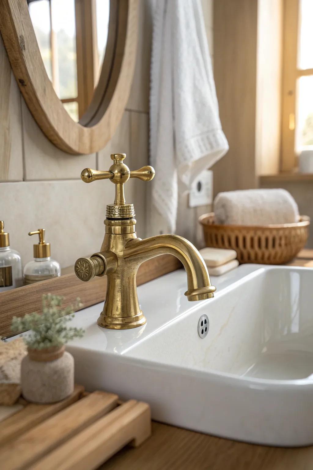Classic cross handles bring a touch of vintage charm to your bathroom, blending timeless style with practicality.