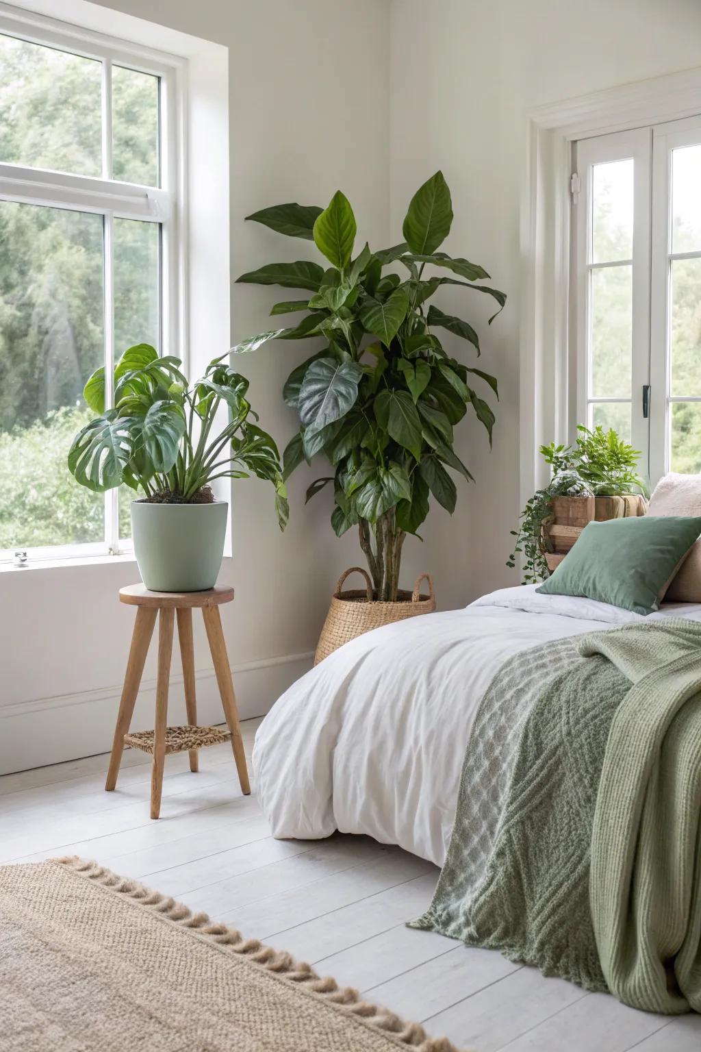 Greenery can transform your bedroom into a refreshing oasis.