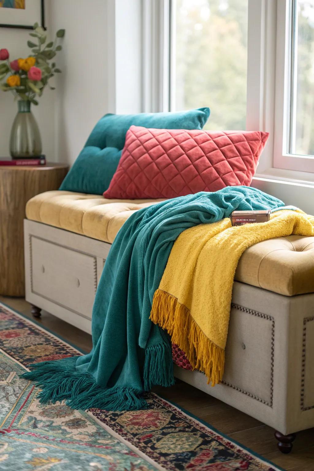 Personalize your bedroom with a storage bench in textiles that speak to your style.