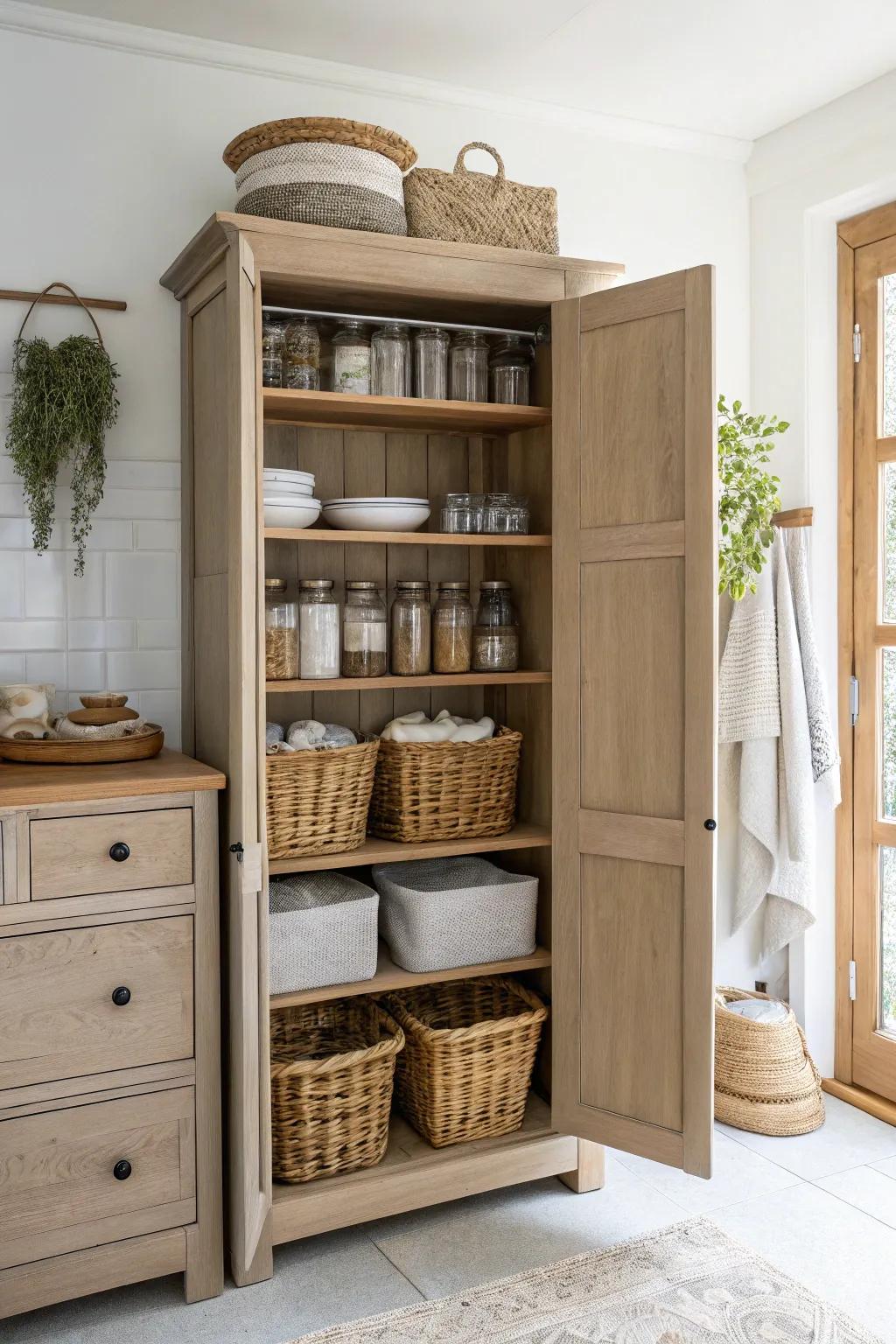Reach new heights of organization with tall pantry storage solutions. 🌿 #PantryGoals #VerticalStorage