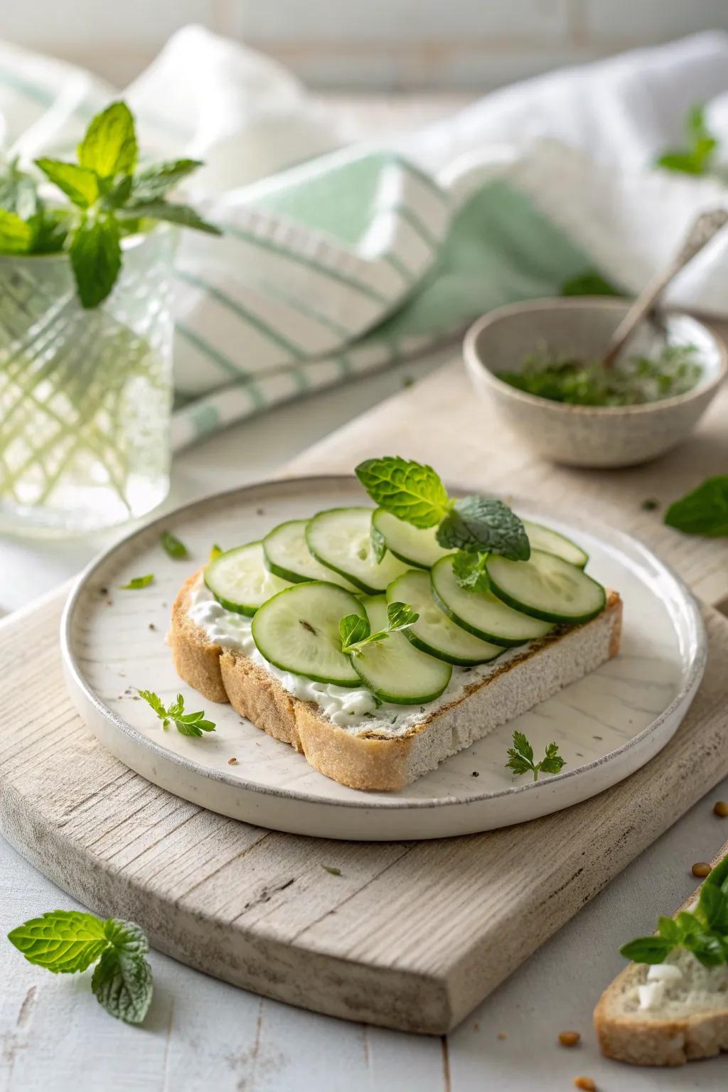 Experience the refreshing taste of mint in these unique cucumber sandwiches.