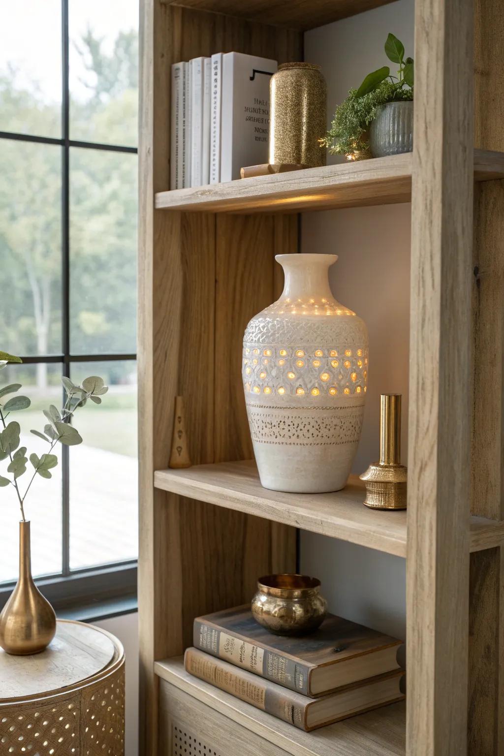 Illuminate your treasures with subtle LED lighting for added drama and focus.