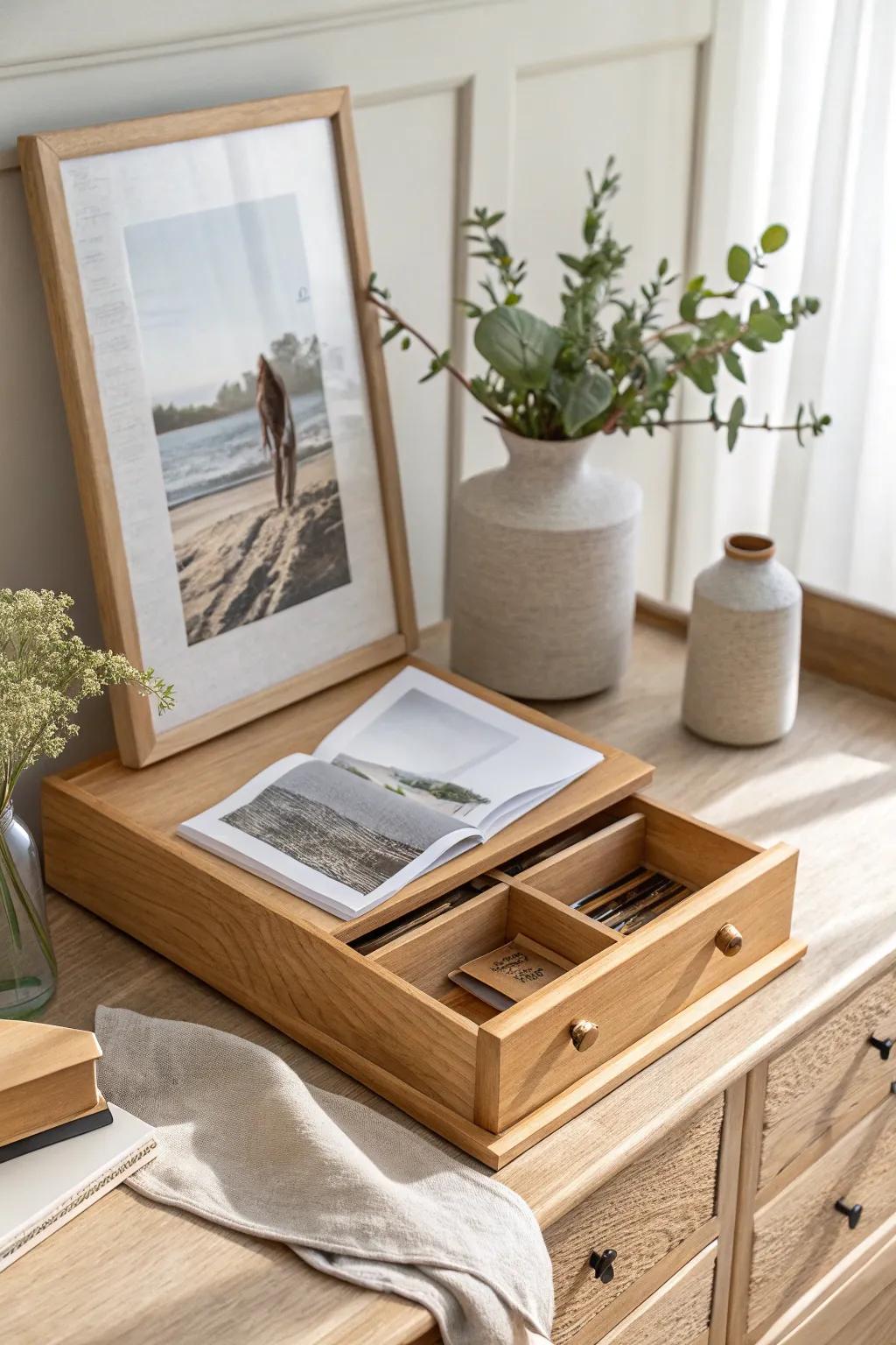 Personalize with framed photos, turning your dresser into a heartwarming display of memories. 🖼️ #HomeDecor #PersonalTouch
