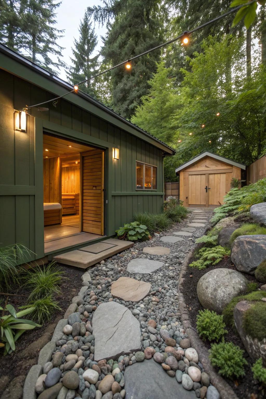 Bring nature indoors with a tranquil sauna retreat inspired by the great outdoors. 🌿 #NatureLovers #Tranquility