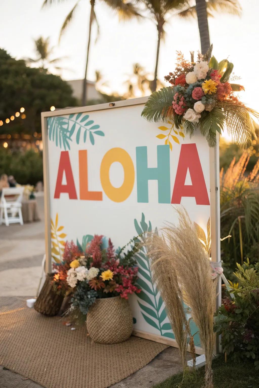 Say Aloha with bold, colorful lettering for a warm welcome! 🌺 #WelcomeVibes #HawaiianStyle