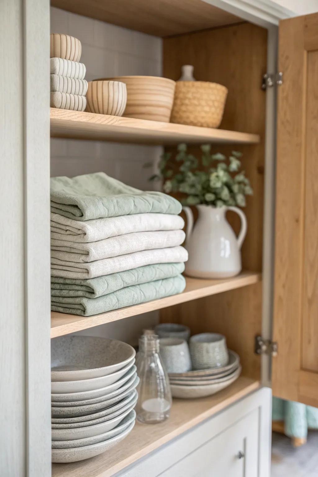 Maintain a well-stocked linen closet for a seamless transition between seasons ✨ #LinenCloset #SeasonalDecor #OrganizedHome