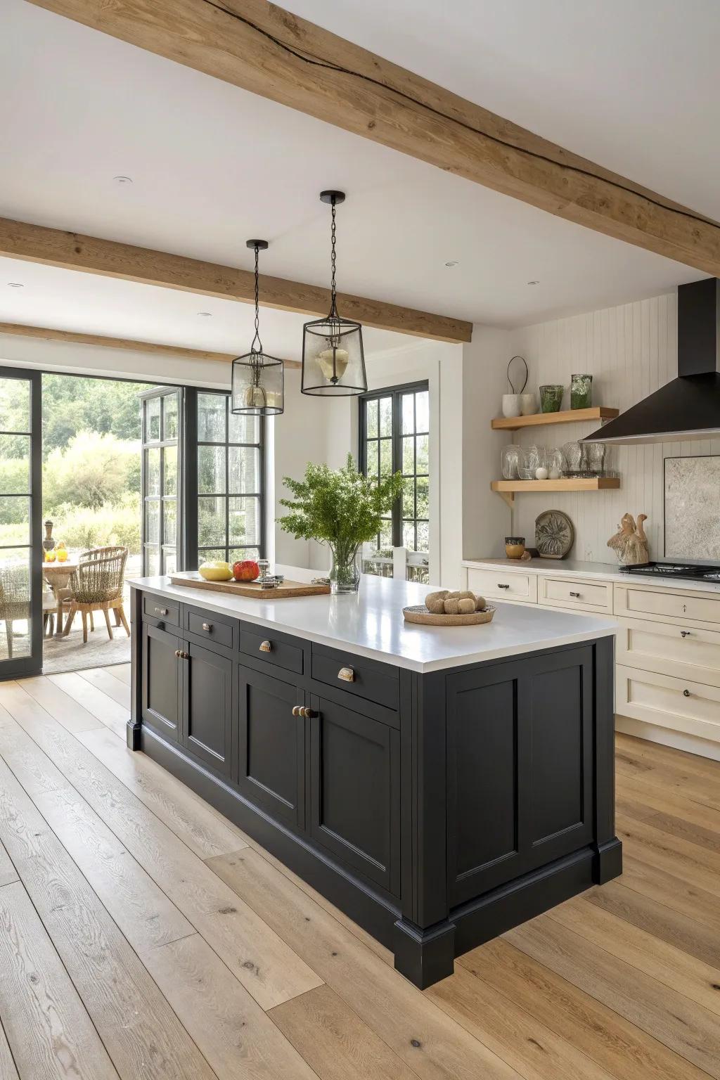 Contrast and complement with bold color combinations for a striking kitchen island. #ColorContrast #InteriorDesign