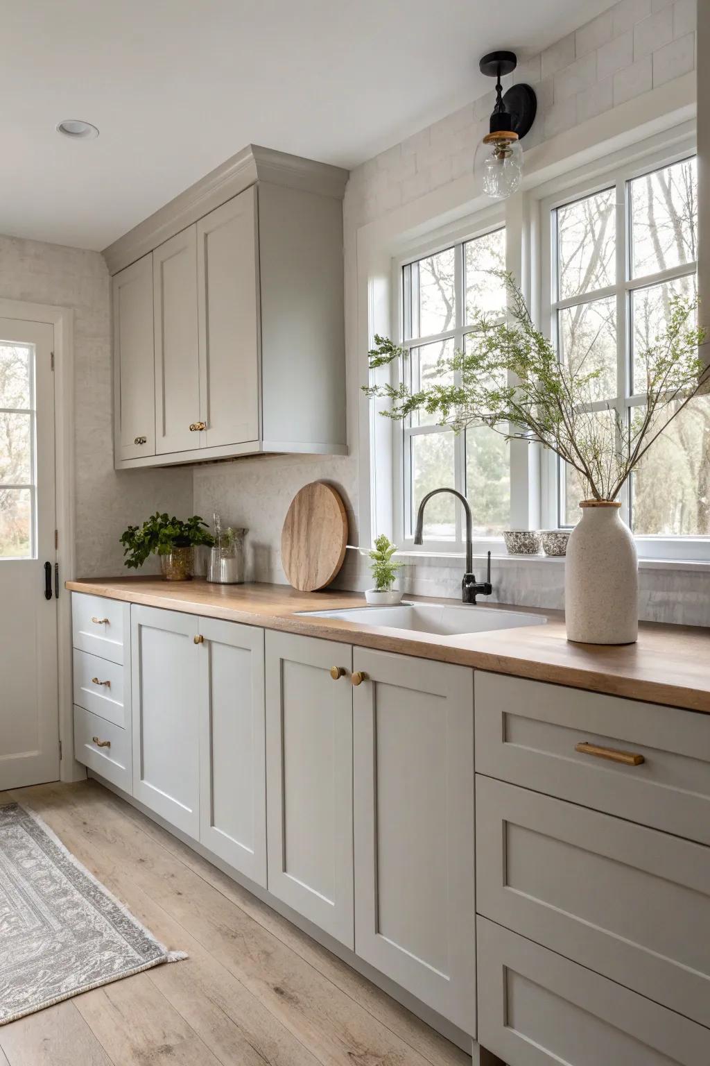 Embrace the beauty of minimalism with sleek cabinets that offer a timeless appeal.