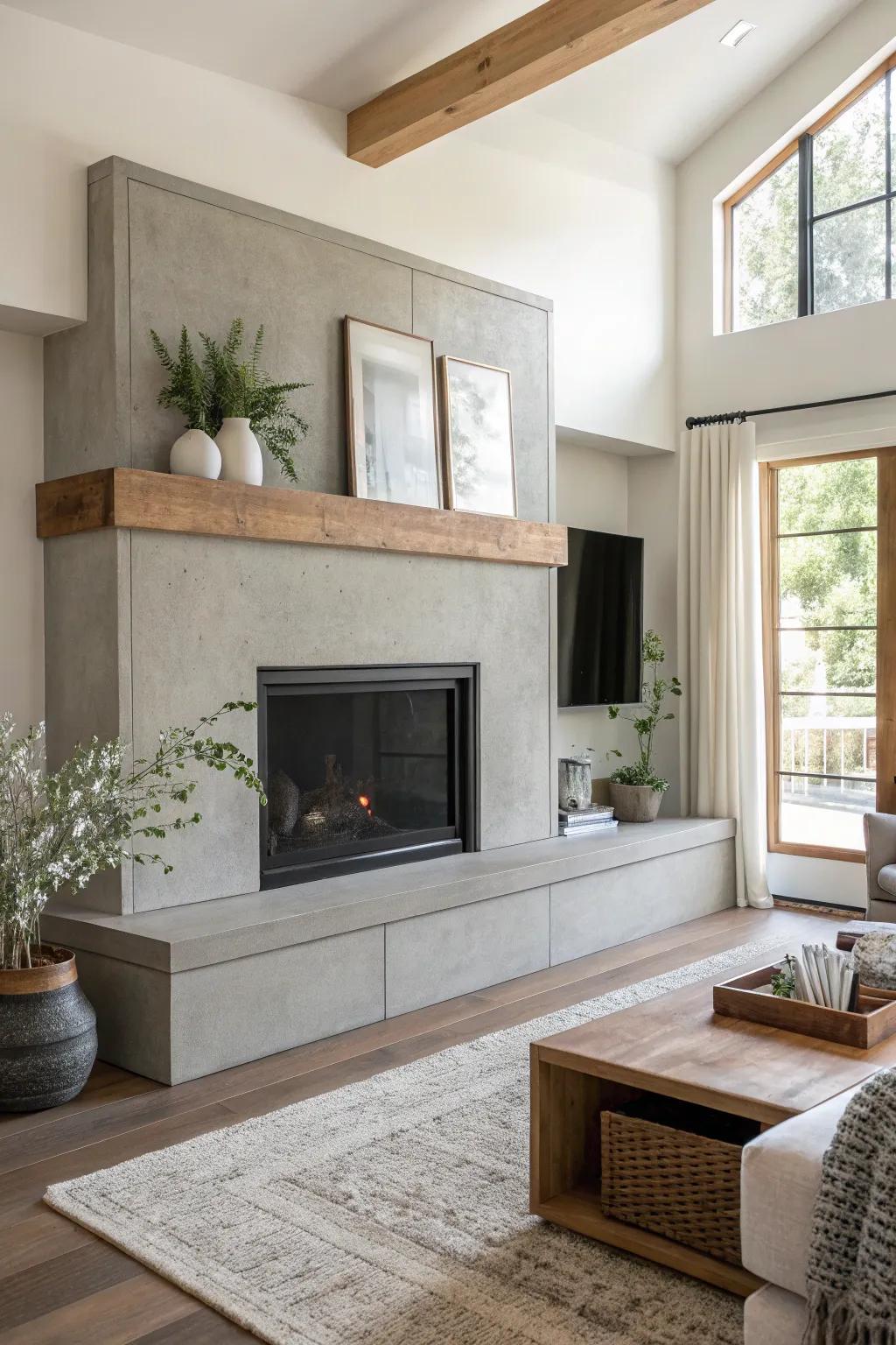 Concrete mantels: where contemporary design meets timeless elegance.